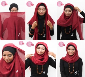 cara memakai jilbab segitiga